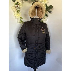 Disney Hannah Montana Girls Full Zip Jacket 10/12 Black Embroidered Hood Vintage